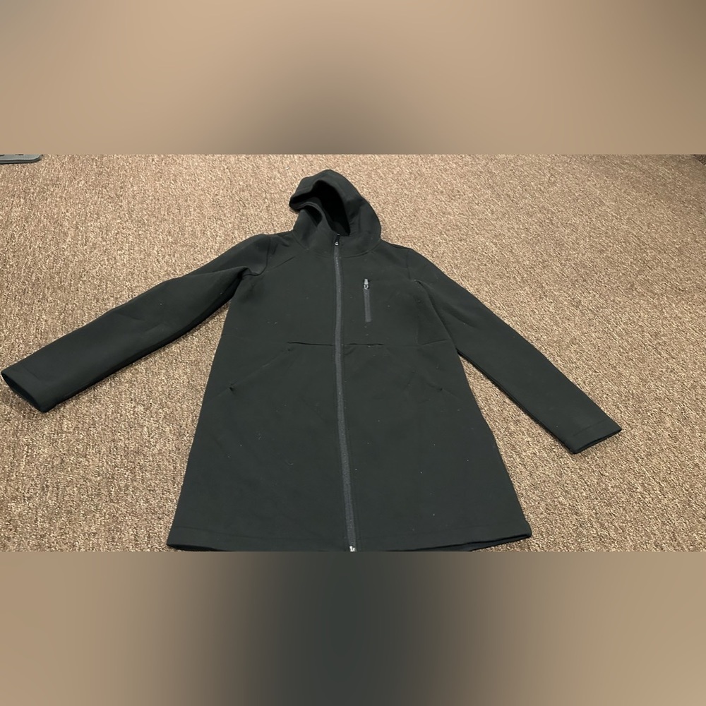 SAGE Collective S Black utility coat full zipper hood wind waterproof LS casual